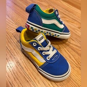 Vans Old Skool Toddler Sneakers in Blue, Yellow, and Green